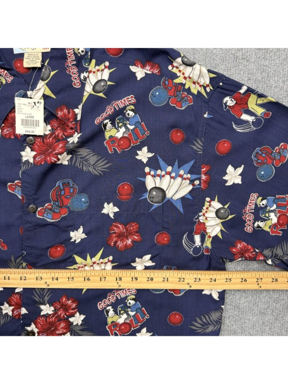 Big Dogs Tropical Dogs Bowling Novelty Hawaiian Camp Shirt Dadcore Mens L NWT - Picture 6 of 7